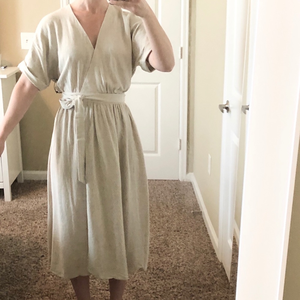 Linen midi wrap dress